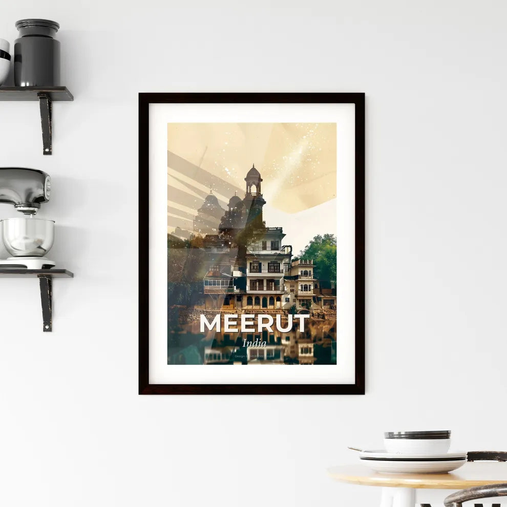 Meerut Double Exposure City Skyline Art Framed Print