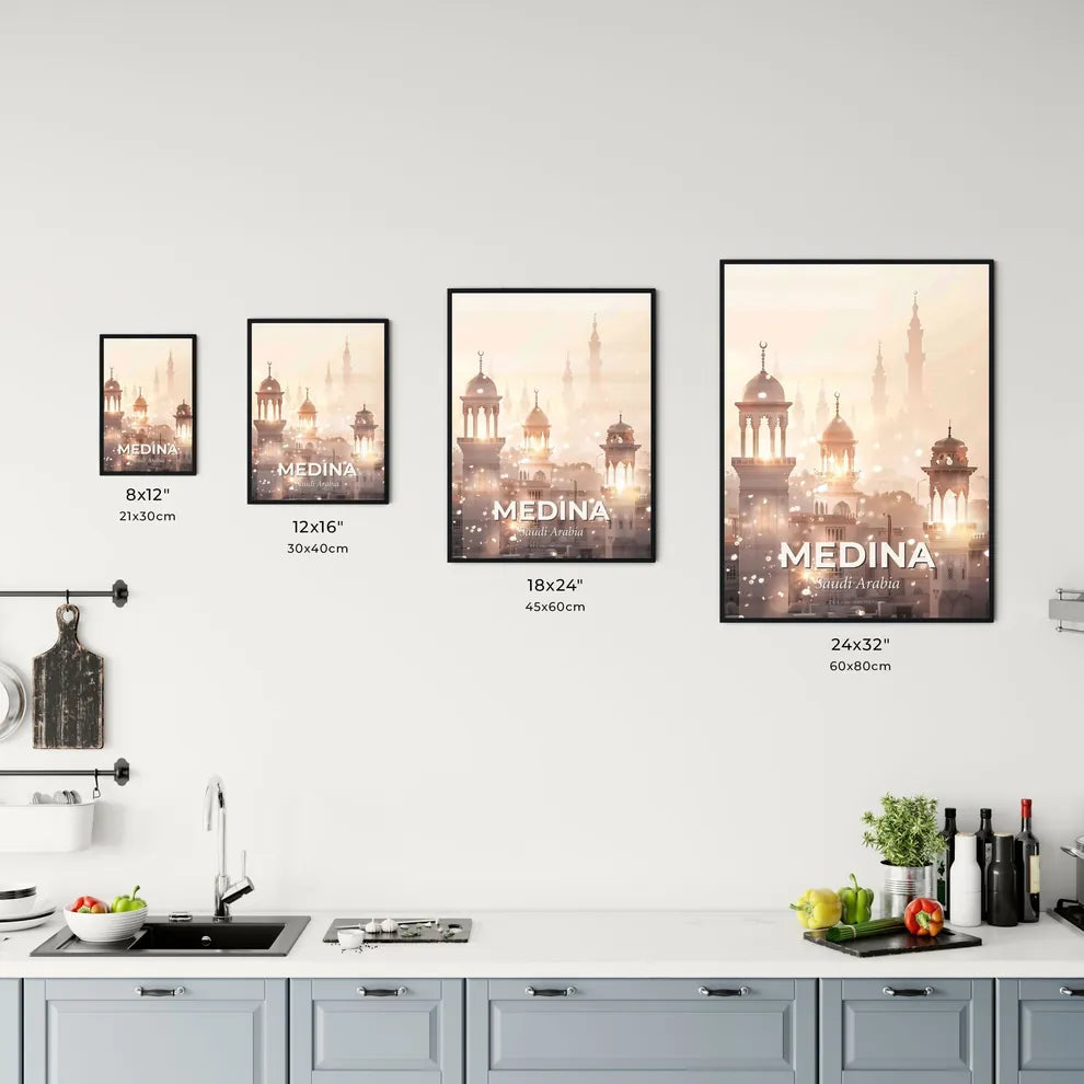 Medina Skyline Beige Sparkle Poster Office Art