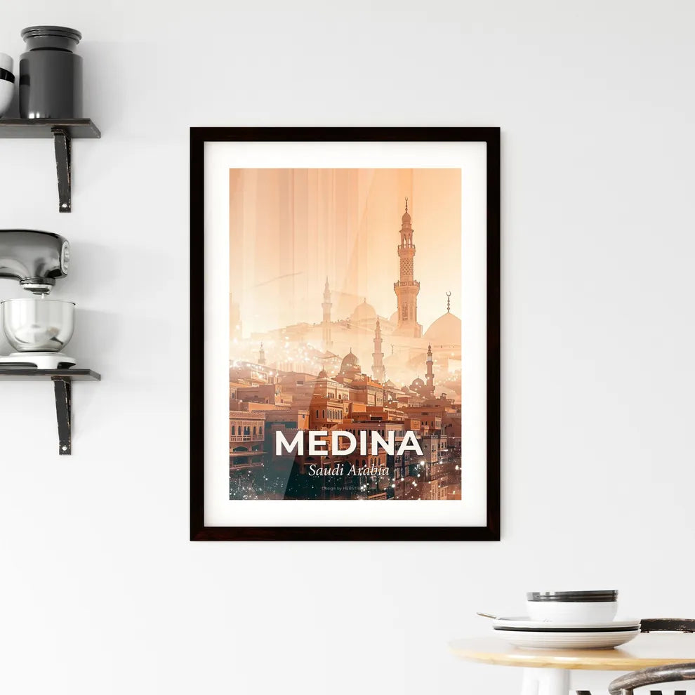 Medina Skyline Composite Art Majestic Local Colors Framed Print