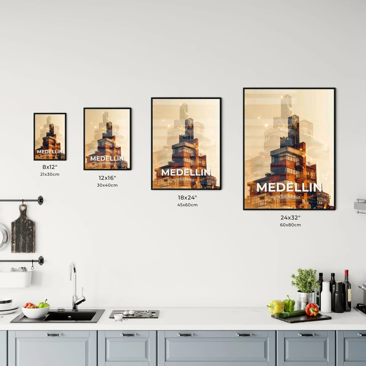 Medellin Skyline Cityscape Poster Artwork Office Art