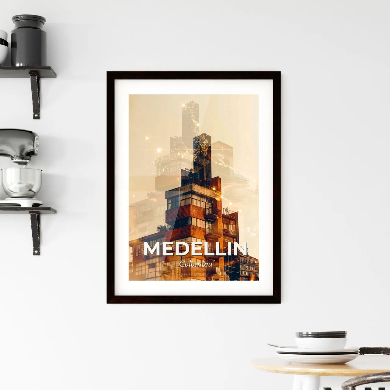 Medellin Skyline Cityscape Poster Artwork Framed Print
