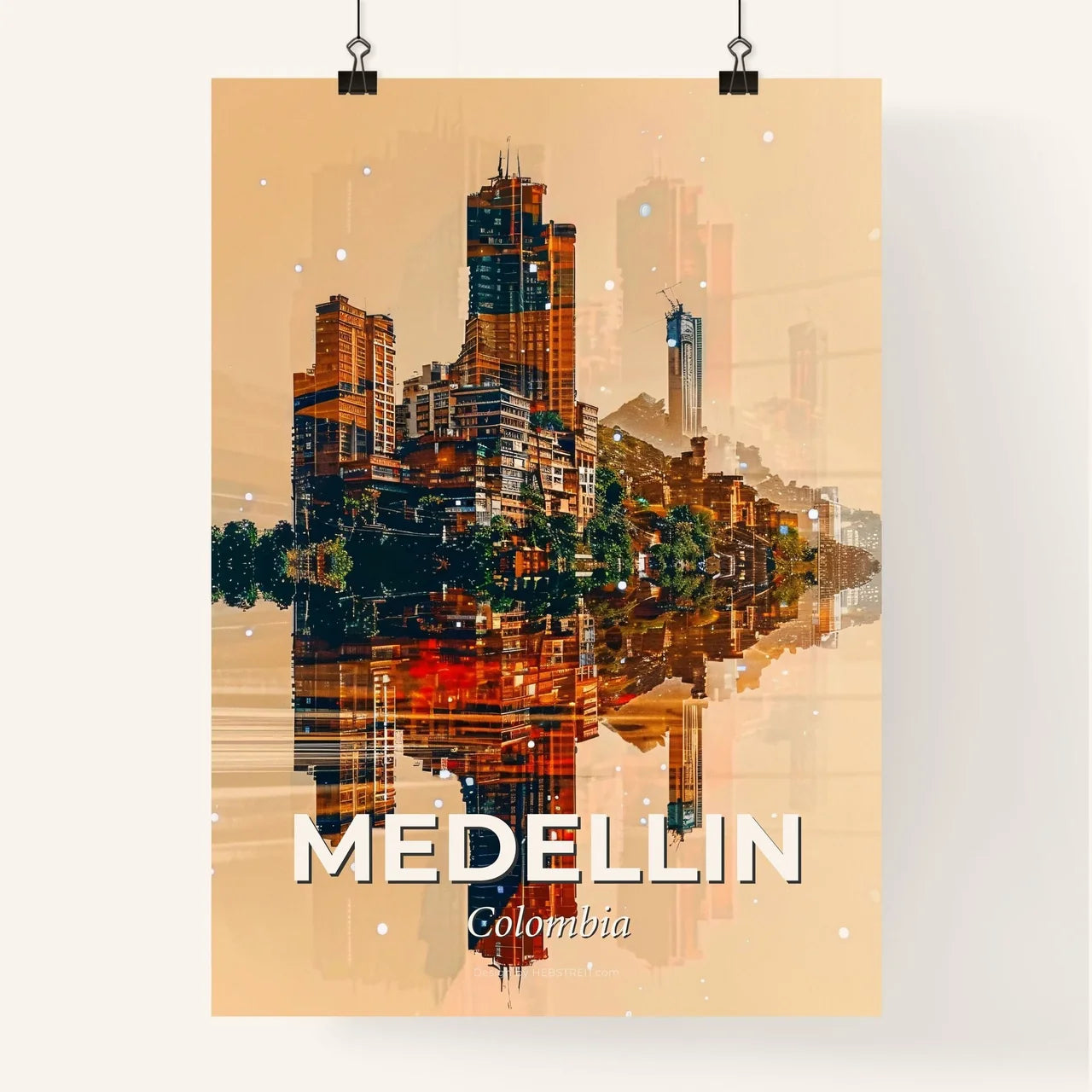 Vibrant Medellin City Skyline Poster Art Poster