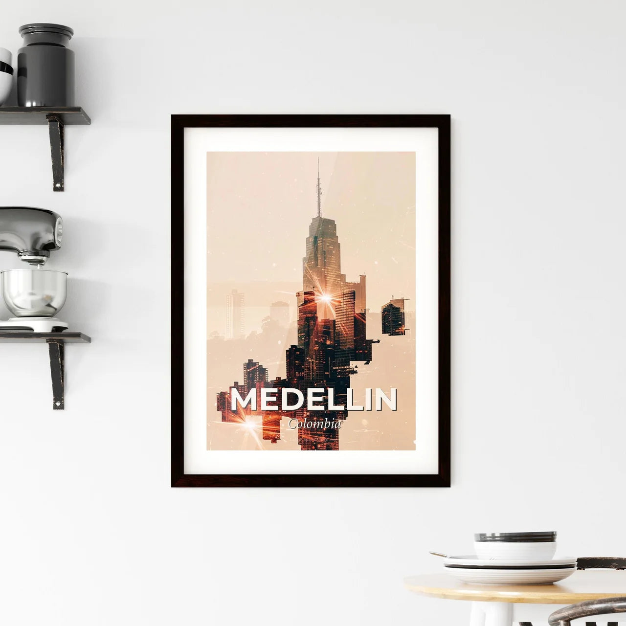 Medellin City Skyline Art Print Framed Print