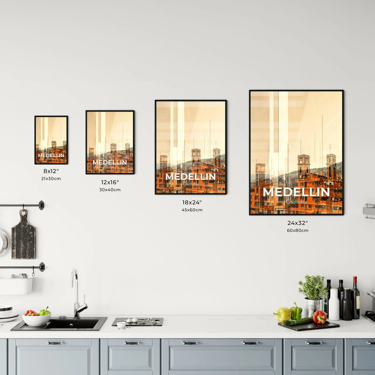 Medellin Skyline Double Exposure Art Poster Office Art