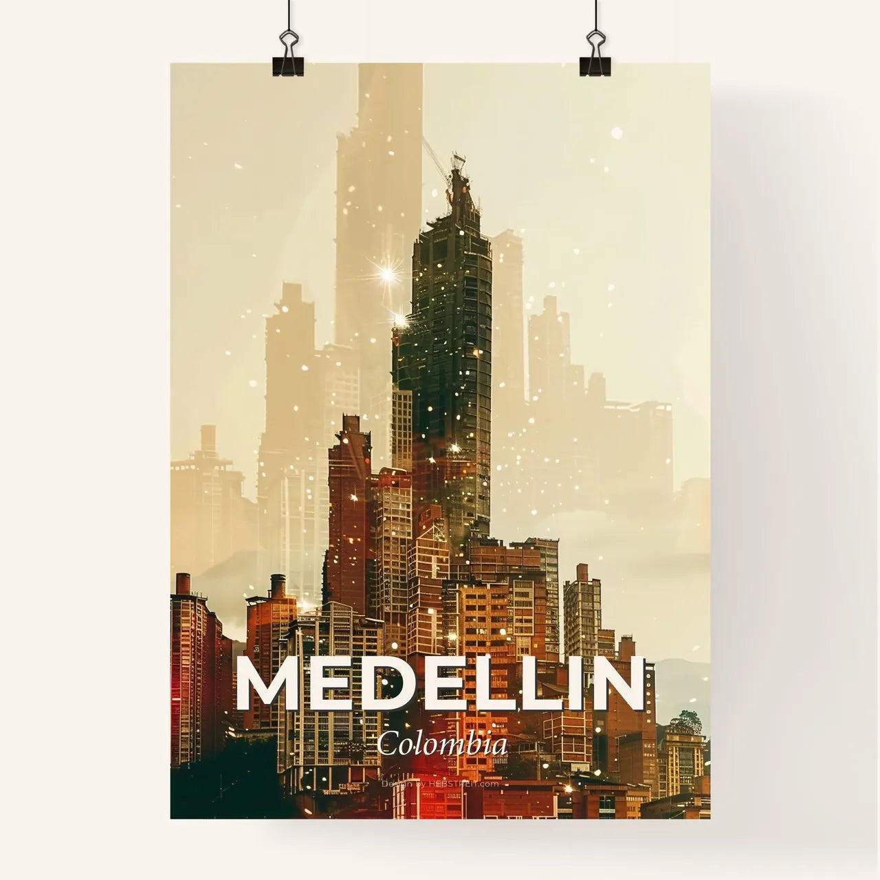 Medellin City Lights Poster Poster