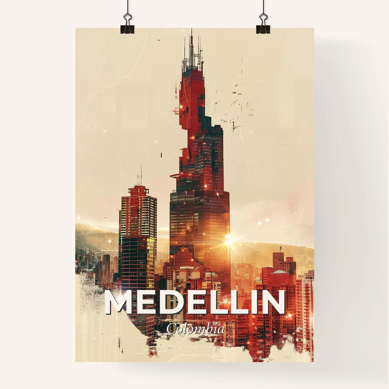 Medellin Urban Art Skyline Poster Poster