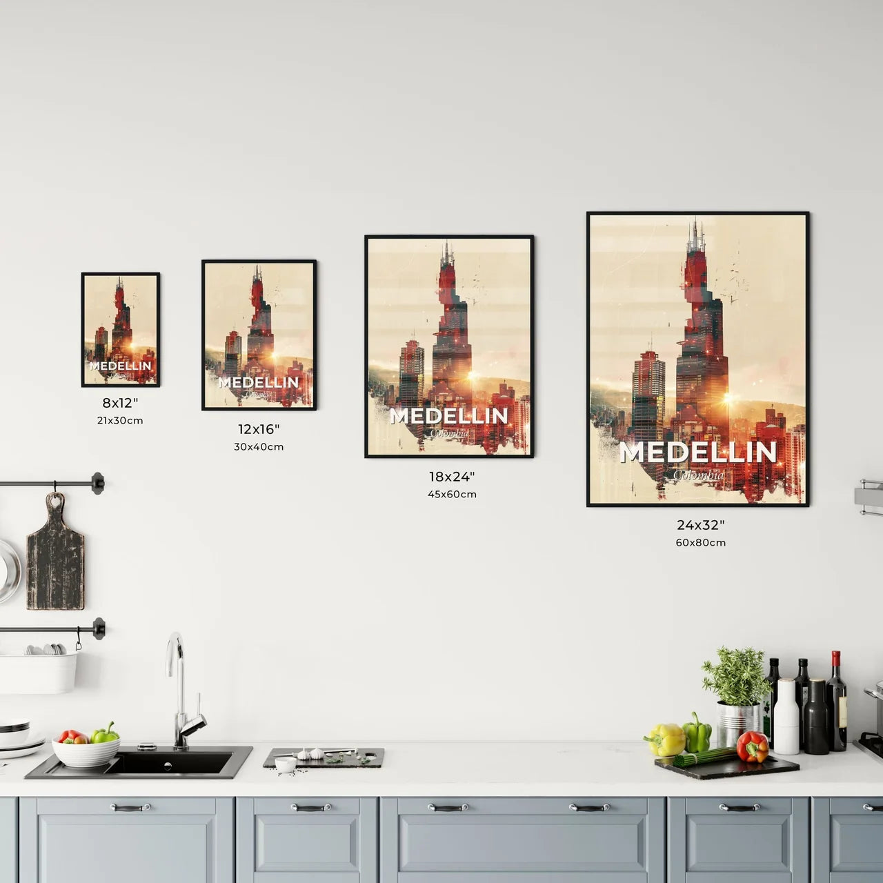 Medellin Urban Art Skyline Poster Office Art