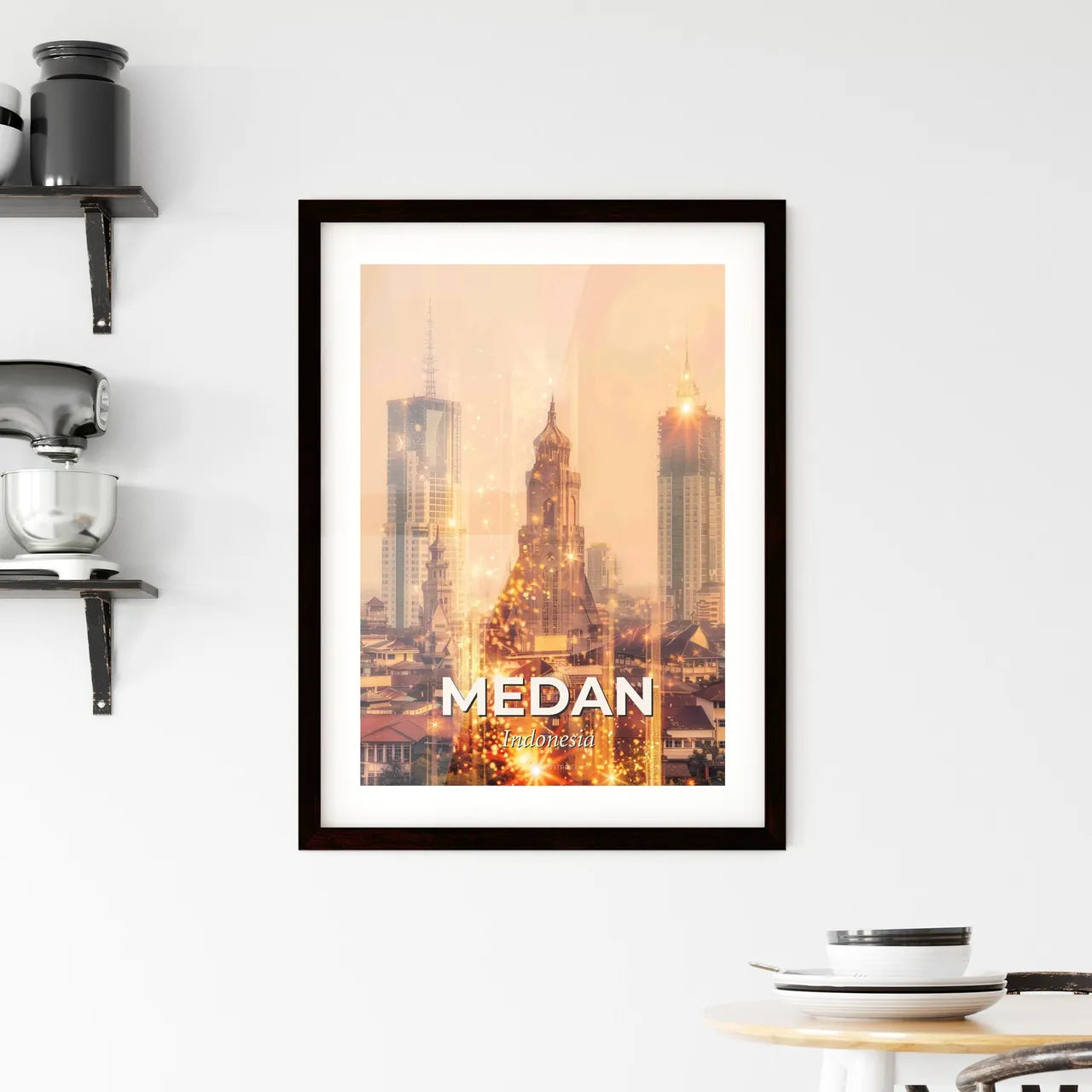 Medan Skyline Composite Poster Art Framed Print