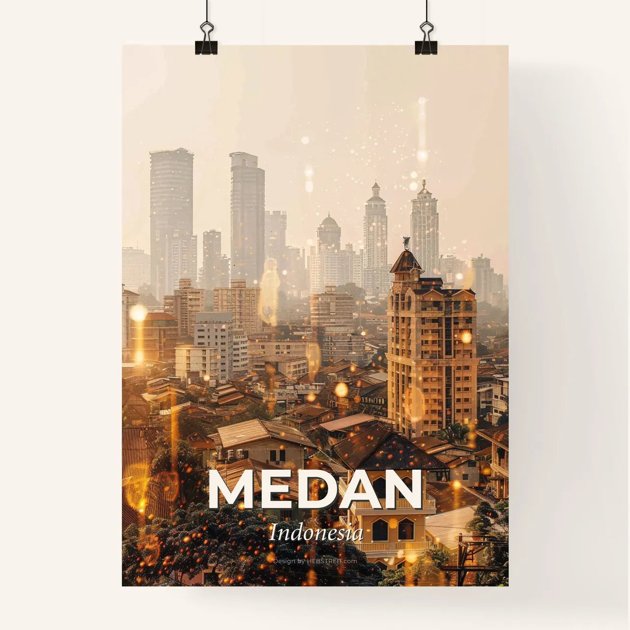 Medan Skyline Double Exposure Art Poster Poster
