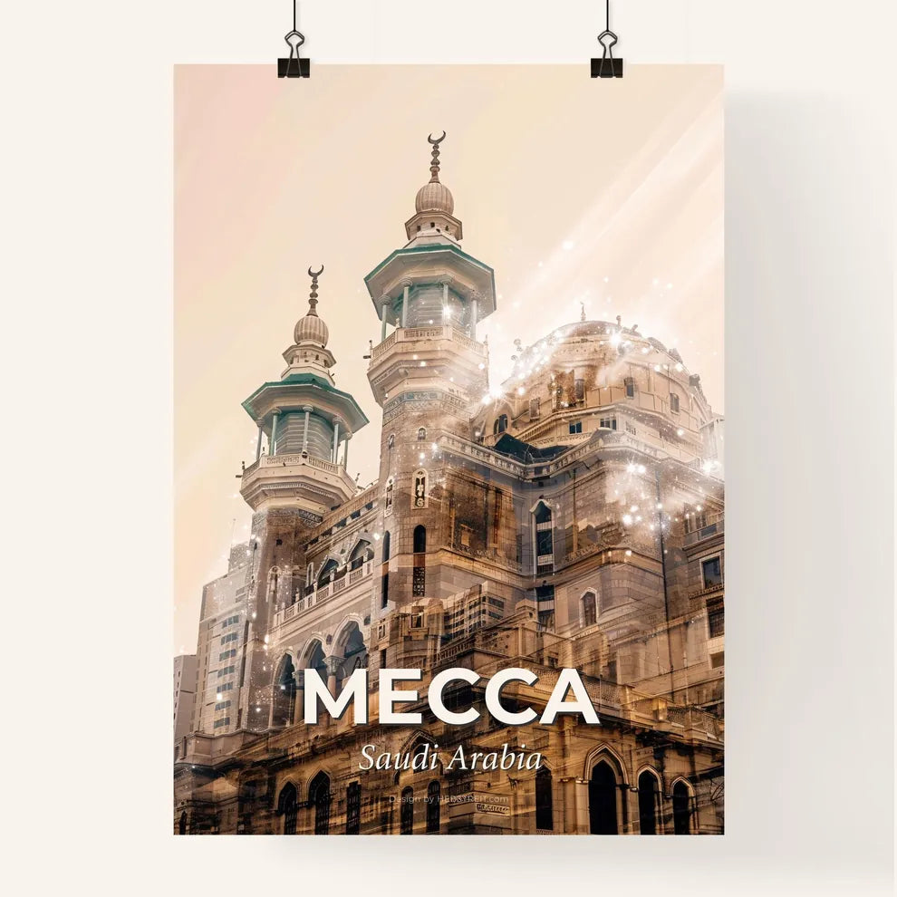 Mecca Skyline Double Exposure Art Poster Poster