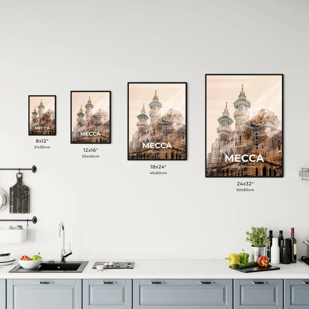Mecca Skyline Double Exposure Art Poster Office Art