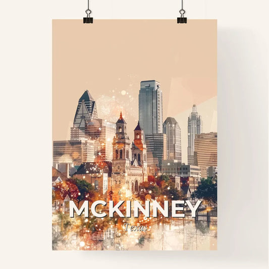 McKinney Texas City Skyline Double Exposure Composite Art Poster