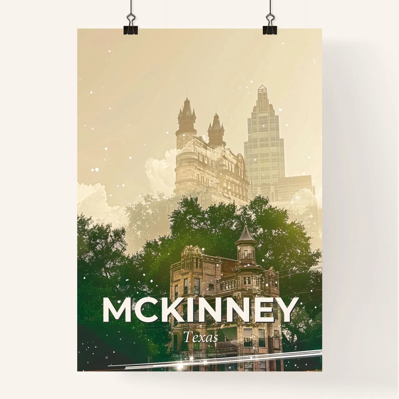 McKinney Skyline Double Exposure Cityscape Art Print Poster