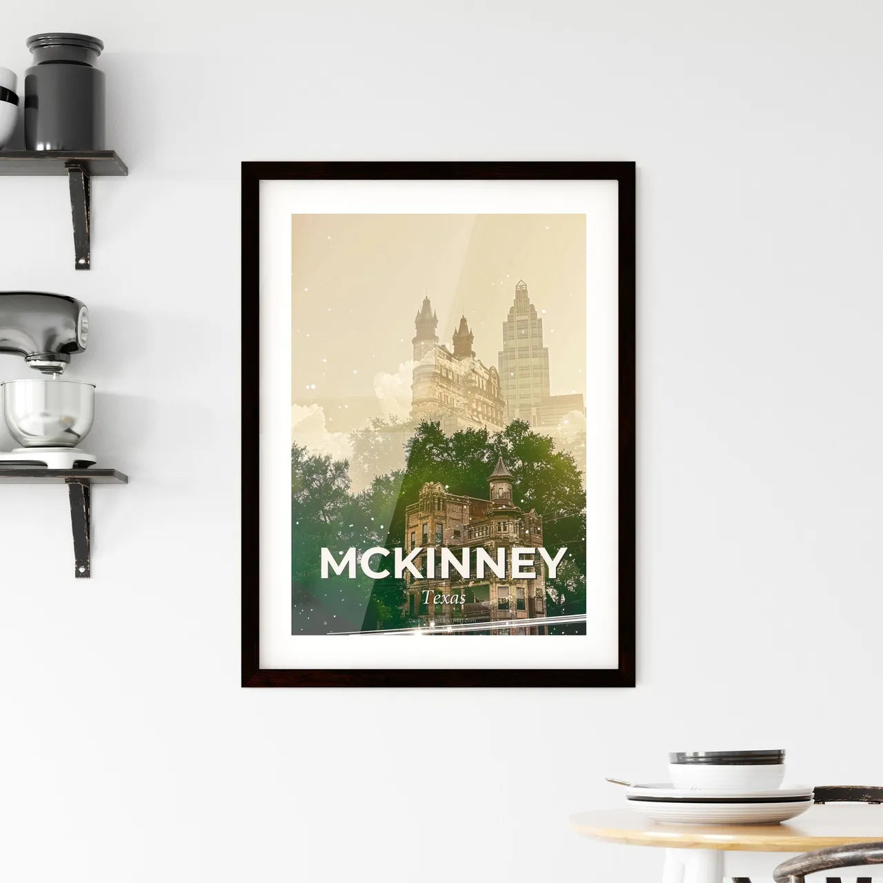 McKinney Skyline Double Exposure Cityscape Art Print Framed Print