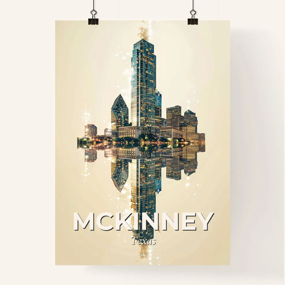 McKinney Texas: Double Exposure Art Skyline Poster