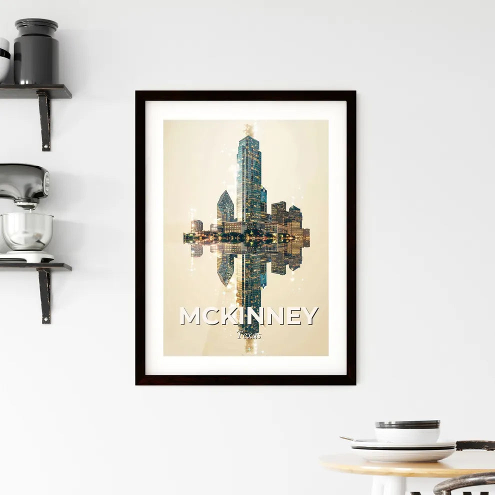 McKinney Texas: Double Exposure Art Skyline Framed Print
