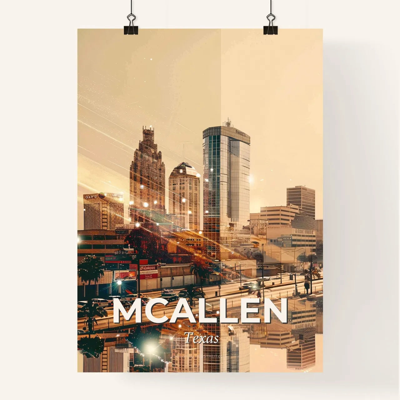 McAllen Texas Skyline Art: Double Exposure Composite Poster