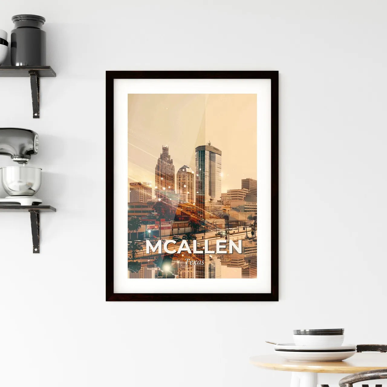 McAllen Texas Skyline Art: Double Exposure Composite Framed Print