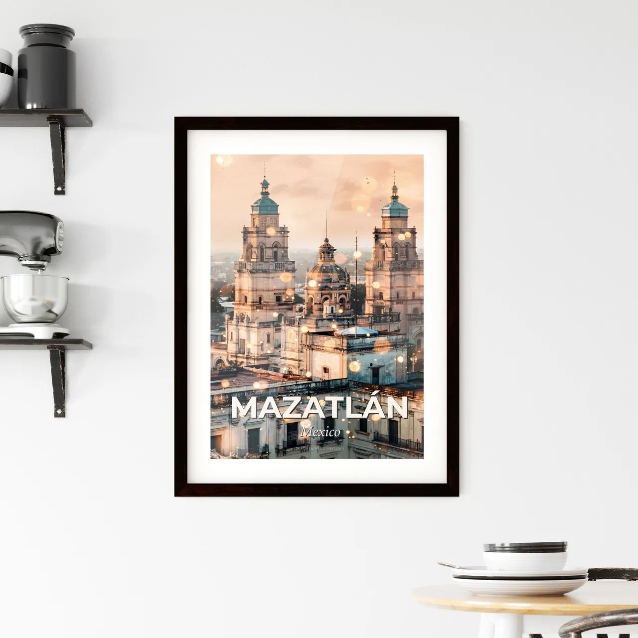 Mazatlan City Skyline Silhouette Art Vibrant Framed Print
