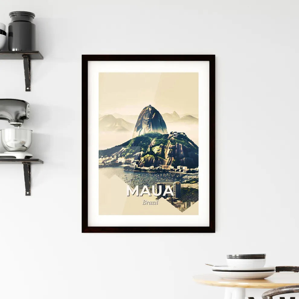 Maua Cityscape Art: Local Icons Skyline Beige Framed Print