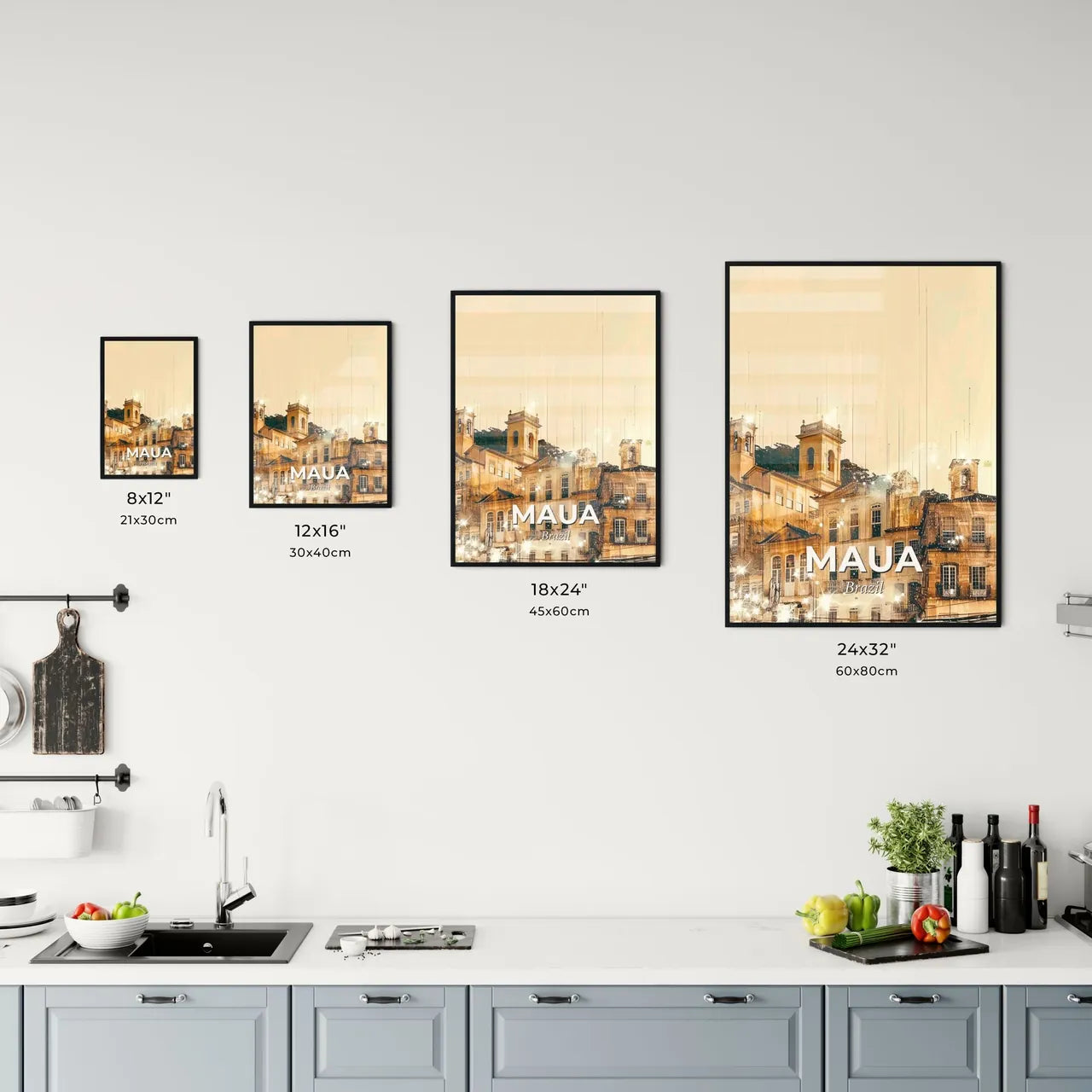 Maua City Skyline at Dawn, Local Heritage Art Poster Office Art