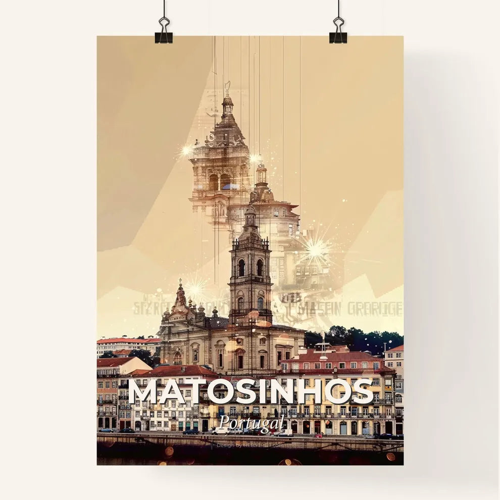 Matosinhos: Skyline Symphony in Beige Poster