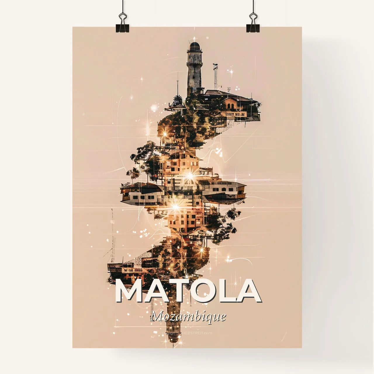 Matola Skyline Double Exposure Art Poster Poster