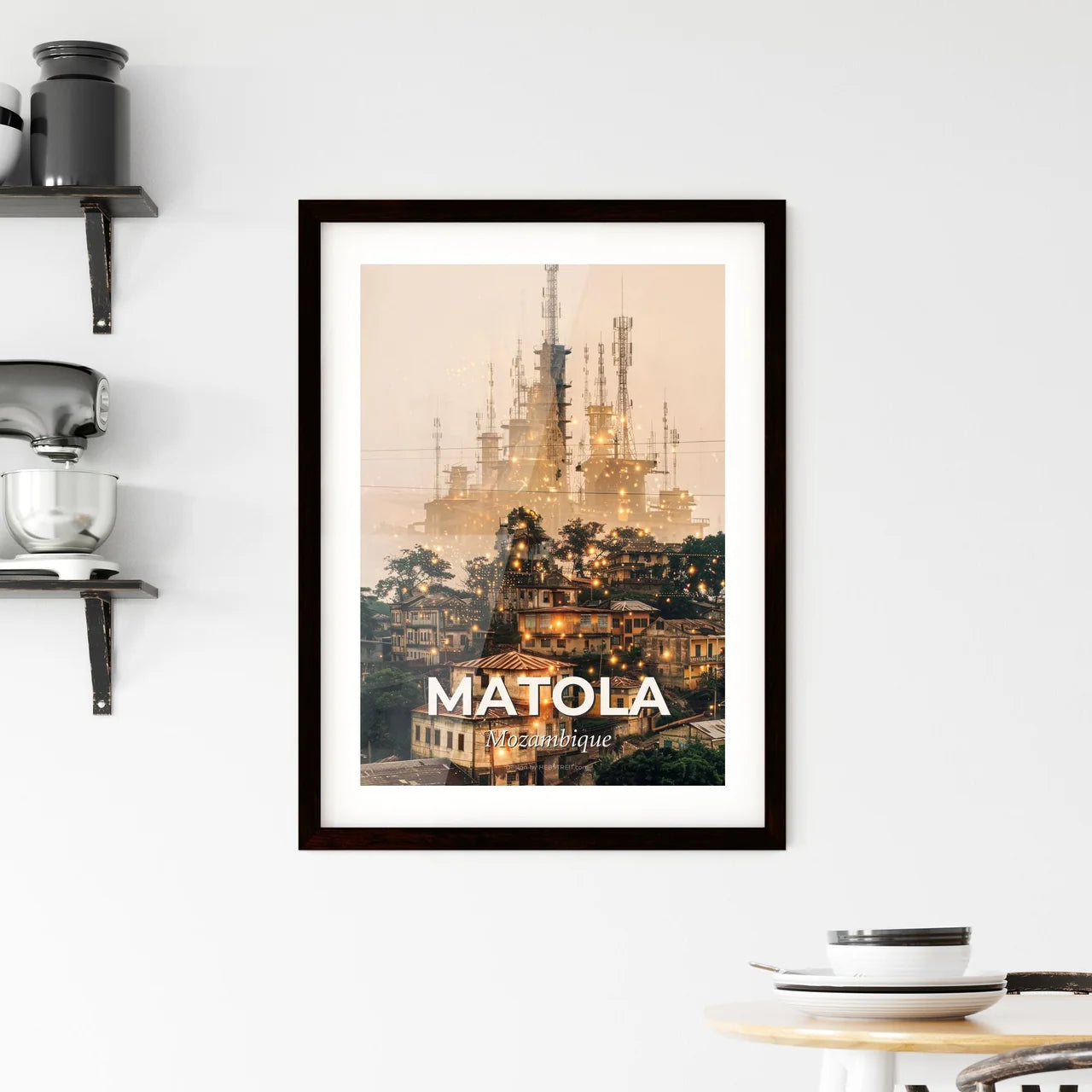 Matola Mozambique Skyline Architecture Art Poster Framed Print