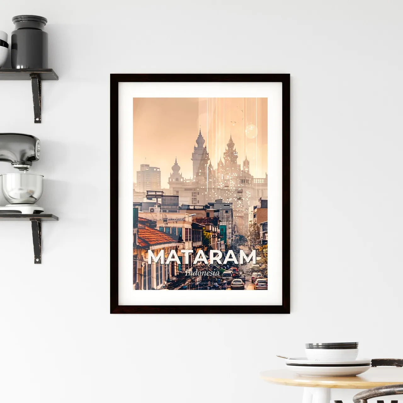 Mataram, Indonesia Skyline Poster Marvel Framed Print