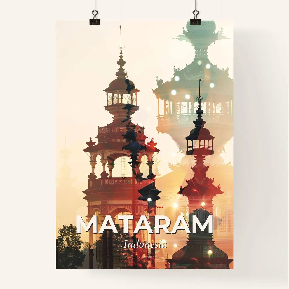 Mataram City Double Exposure Skyline Poster Art Poster