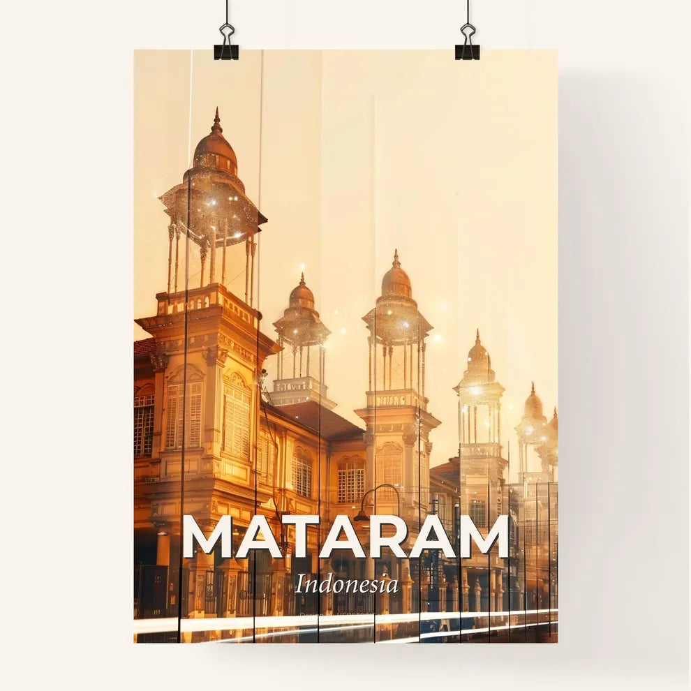 Mataram Skyline Artwork with Local Architecture Poster