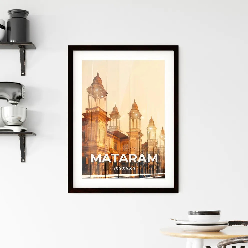 Mataram Skyline Artwork with Local Architecture Framed Print