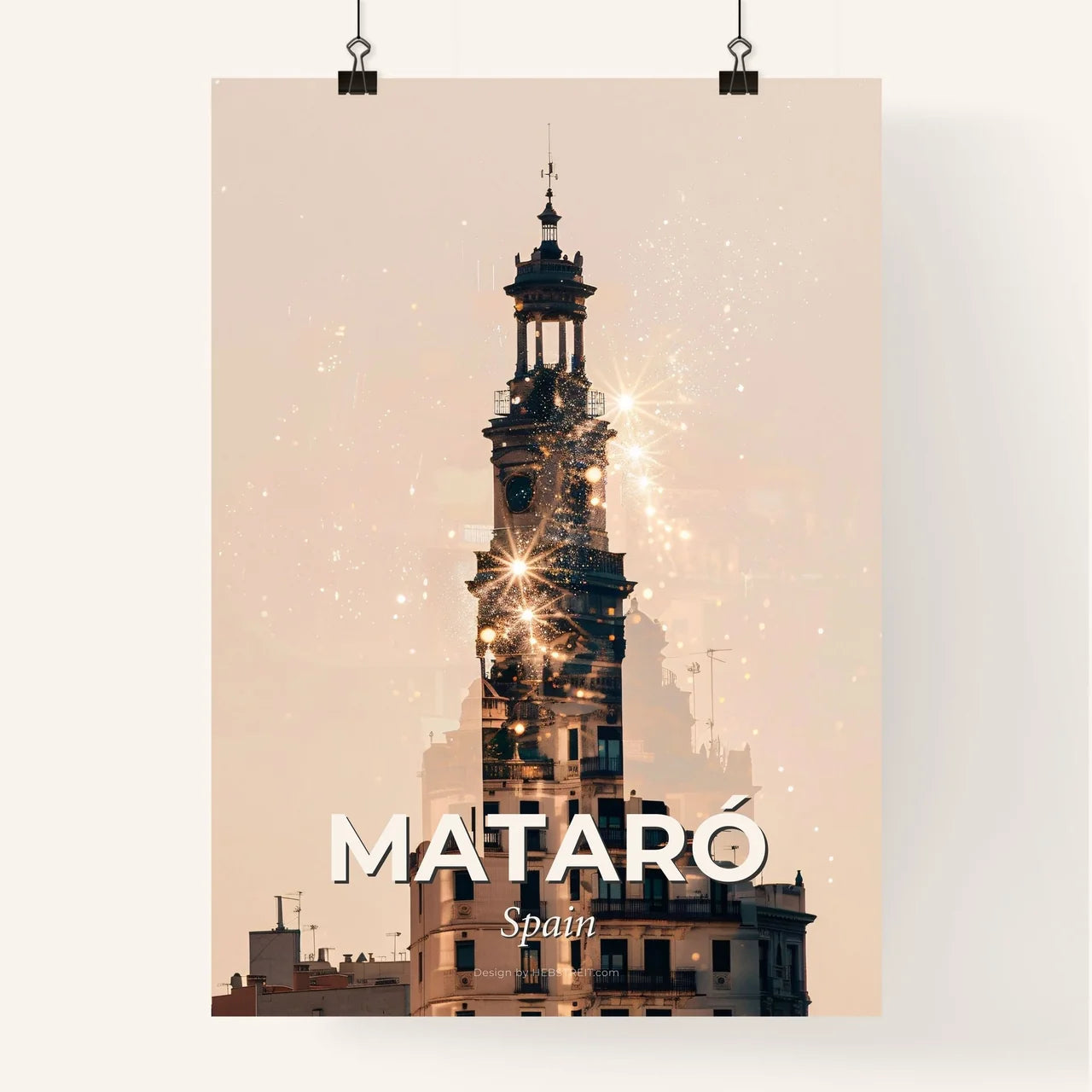 Mataró Skyline Iconic Composite Art Poster Poster