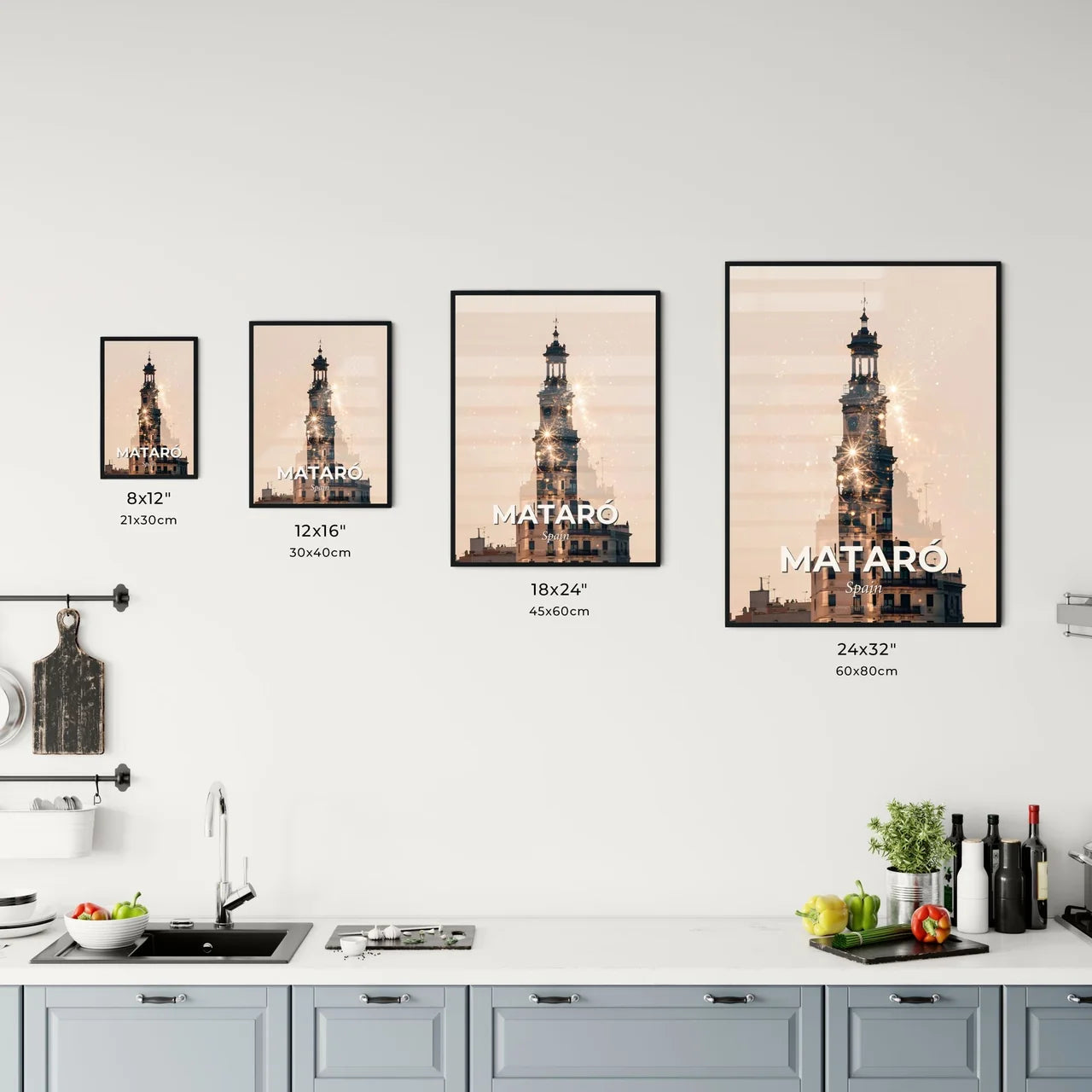 Mataró Skyline Iconic Composite Art Poster Office Art