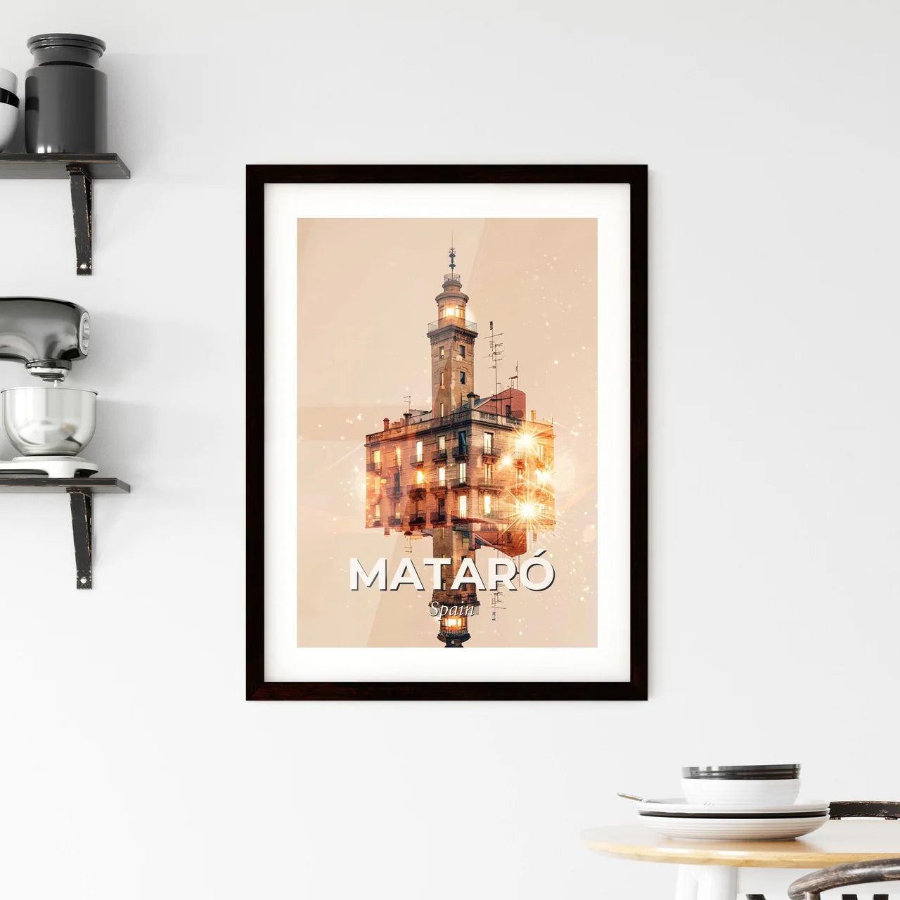 Mataró Cityscape Art: Vibrant Skyline Fusion Framed Print