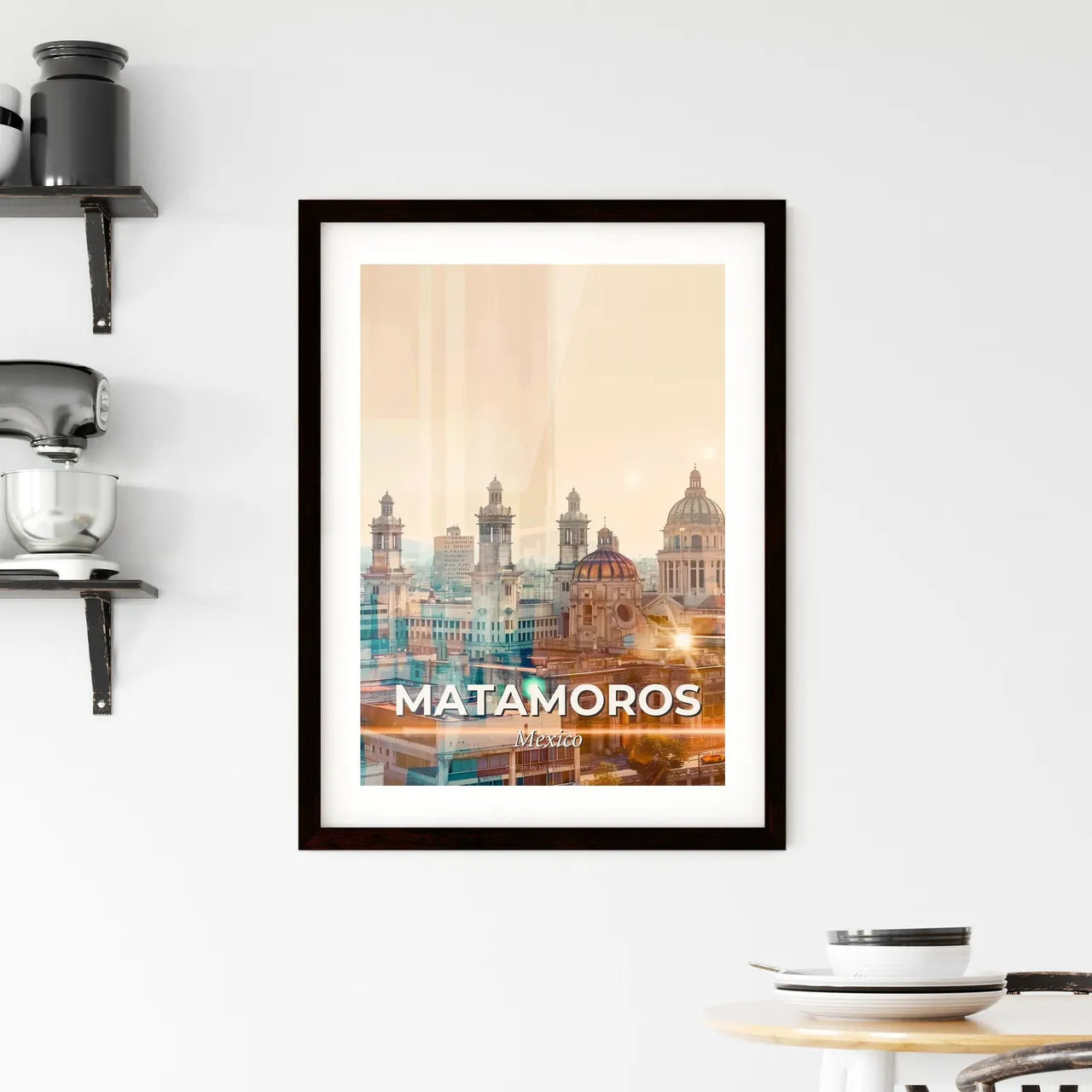 Matamoros City Skyline Composite Art Poster Framed Print