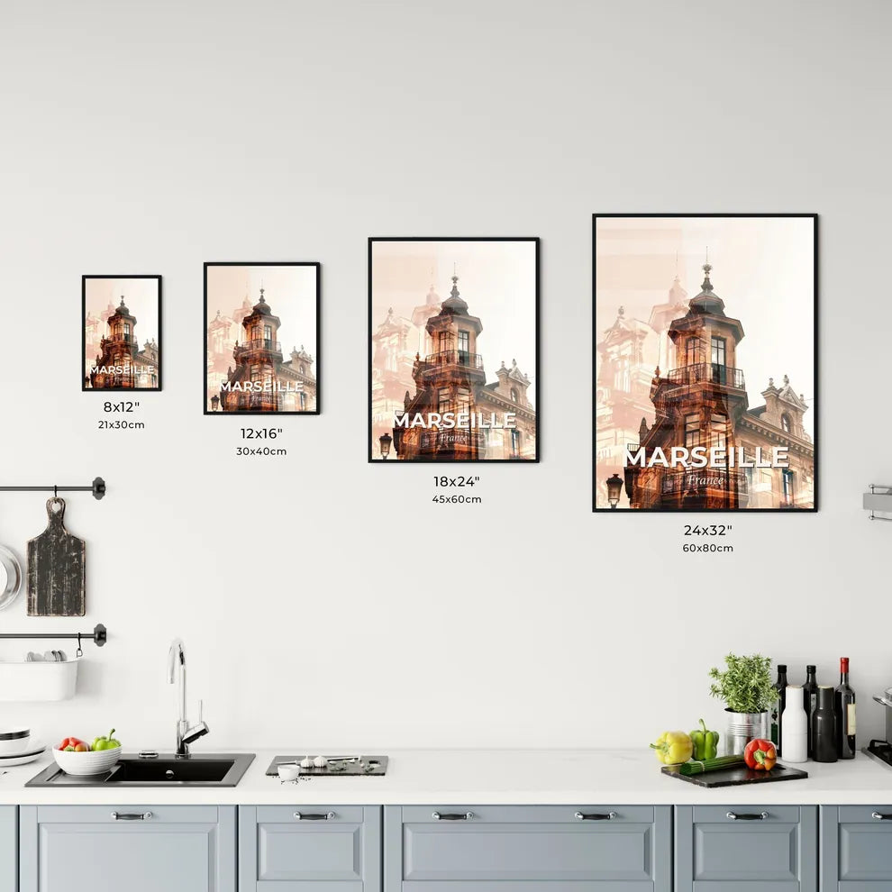 Marseille Skyline Iconic Silhouette Poster Art Office Art