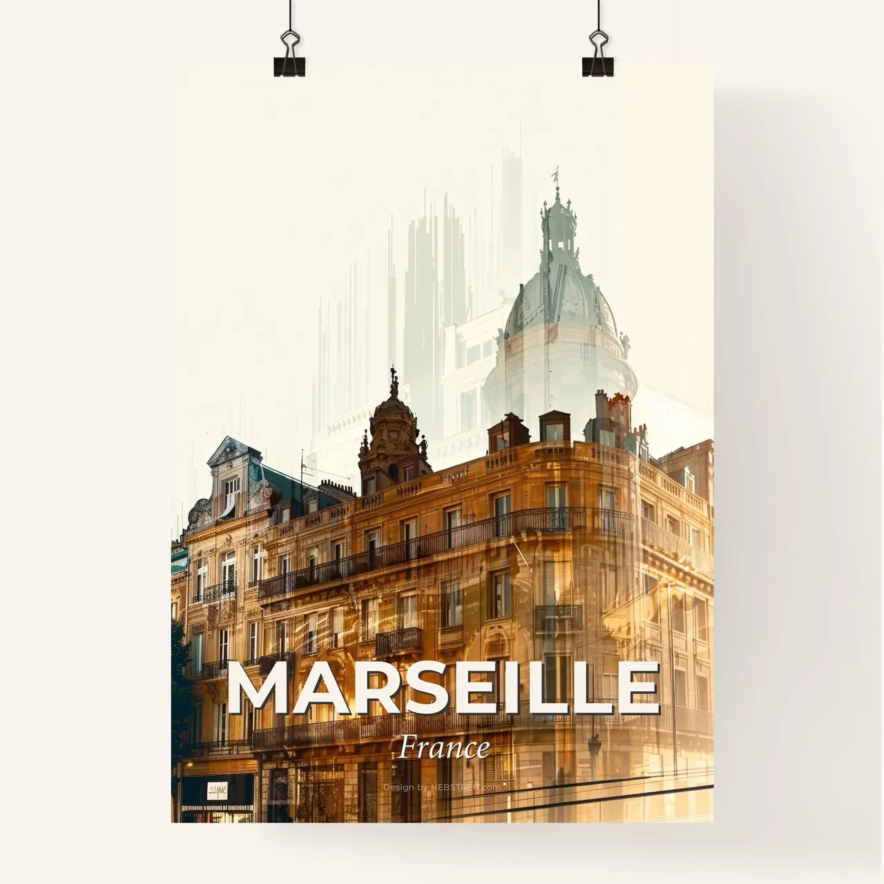 Marseille Skyline Silhouette Cityscape Poster Poster