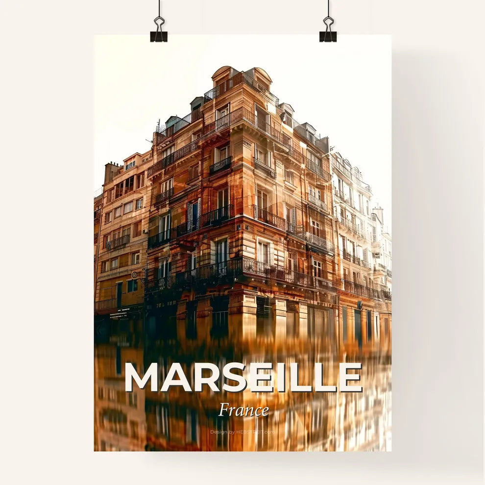 Marseille France Skyline Double Exposure Poster Design Poster