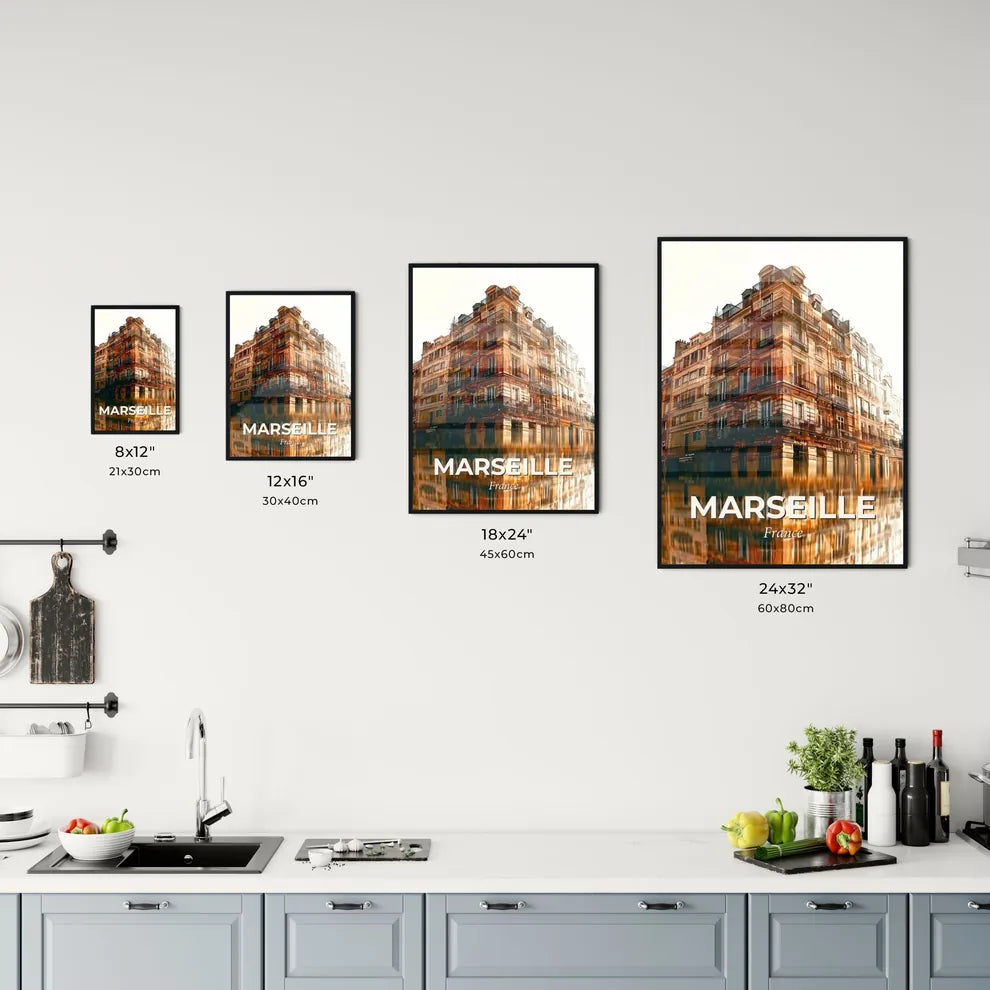 Marseille France Skyline Double Exposure Poster Design Office Art