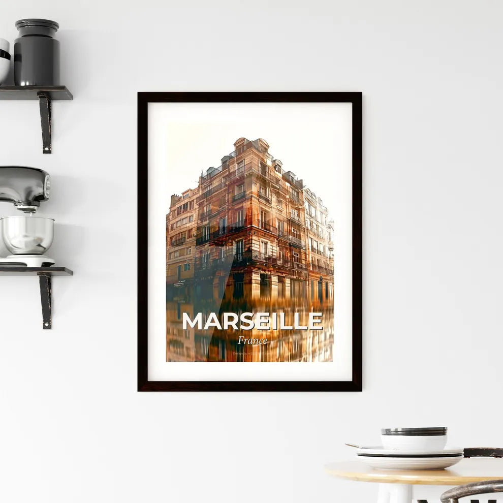 Marseille France Skyline Double Exposure Poster Design Framed Print