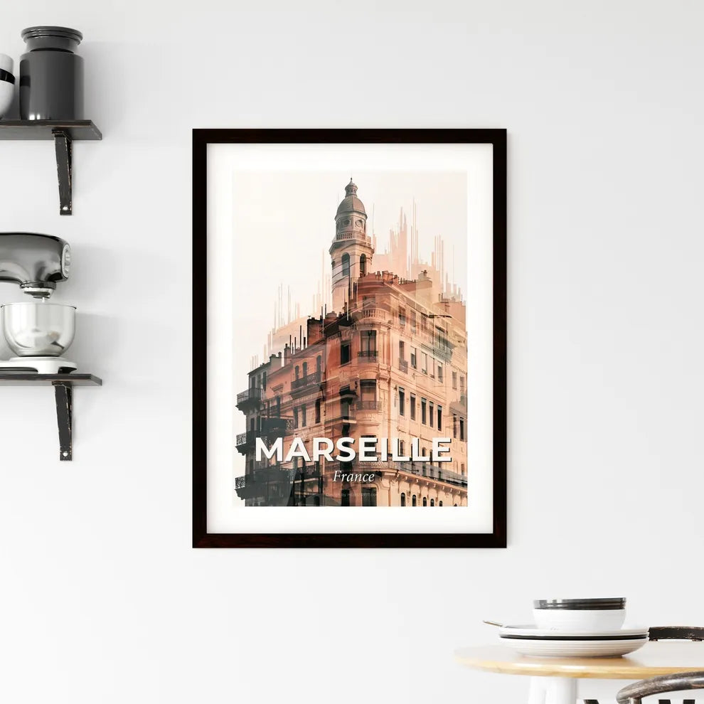 Marseille Iconic Cityscape Silhouette Art Print Framed Print