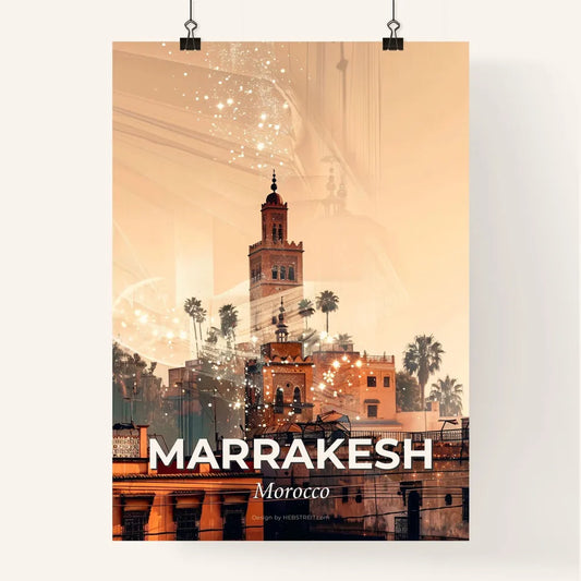 Marrakesh Skyline Double Exposure Sunset Poster