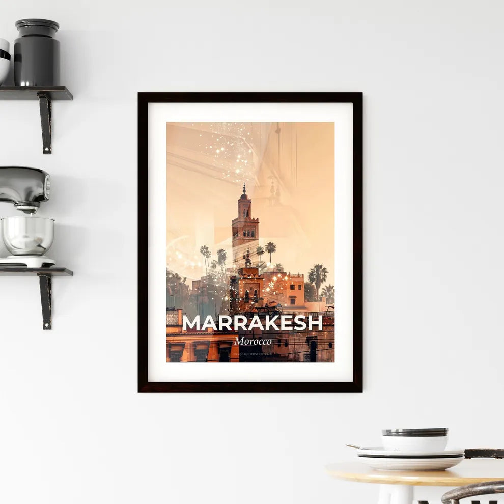 Marrakesh Skyline Double Exposure Sunset Framed Print
