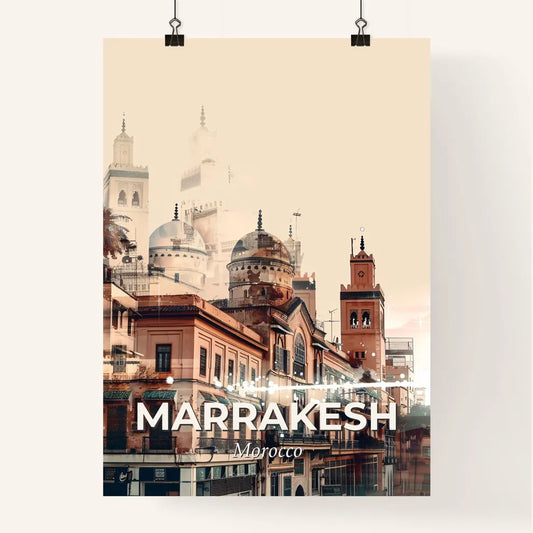 Marrakesh Skyline Cityscape Double Exposure Art Print Poster
