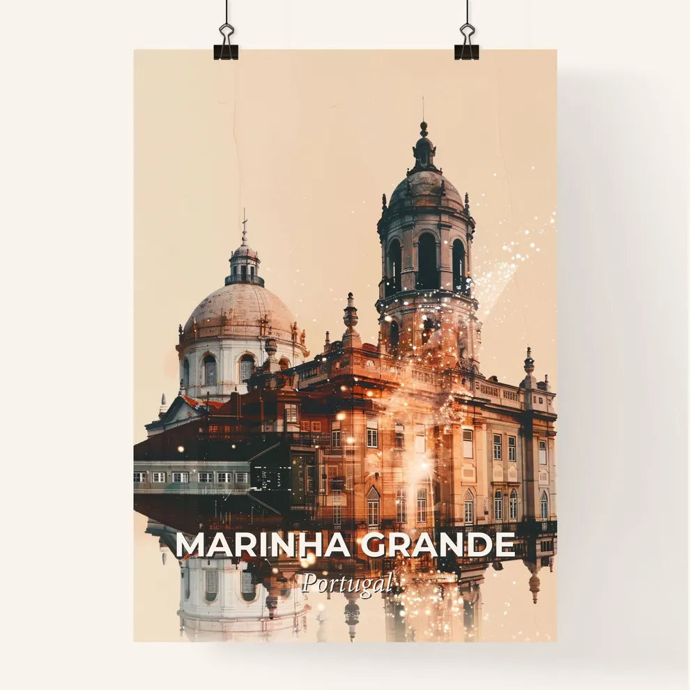 Marinha Grande Skyline Double Exposure Poster Poster