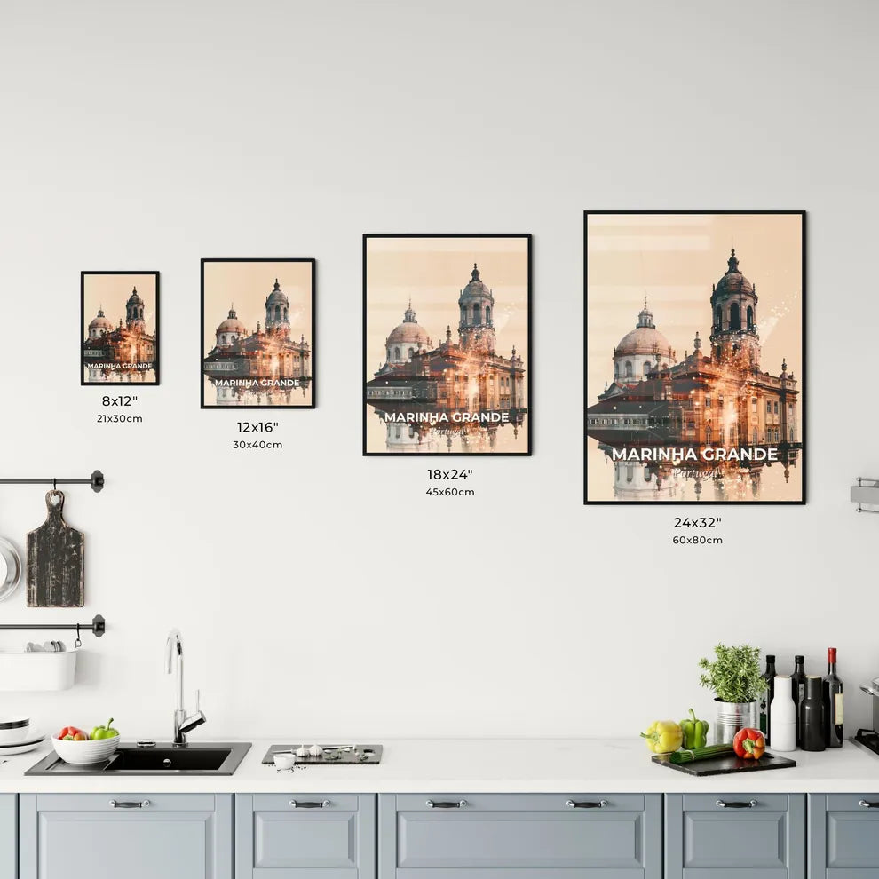 Marinha Grande Skyline Double Exposure Poster Office Art