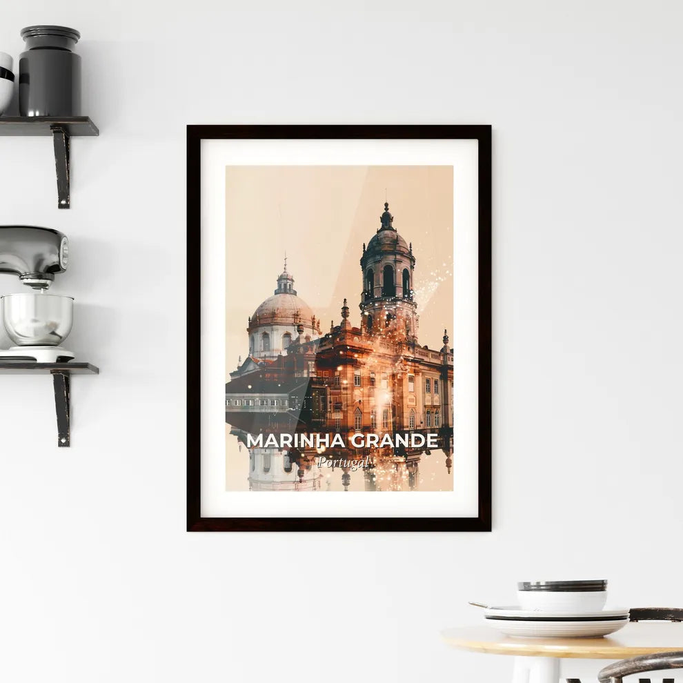 Marinha Grande Skyline Double Exposure Poster Framed Print