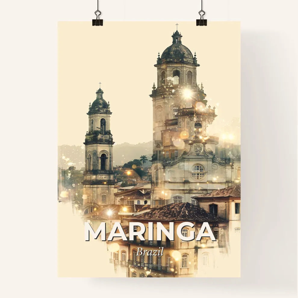 Maringa: Double Exposure Skyline Composite Art Poster Poster