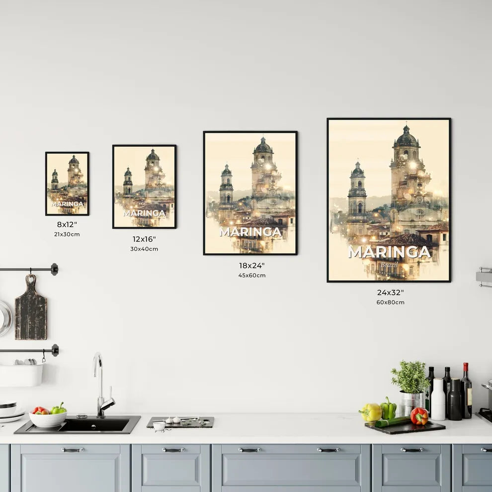 Maringa: Double Exposure Skyline Composite Art Poster Office Art